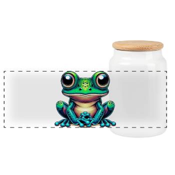 Frosch - Panorama Keksdose mit Holzdeckel - Weiß - Vorne