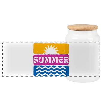 Sommer - Panorama Keksdose mit Holzdeckel - Weiß - Vorne