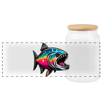 Piranha - Boîte à biscuits avec couvercle en bois - blanc - Devant