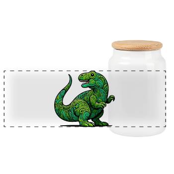 Dinosaure - Boîte à biscuits avec couvercle en bois - blanc - Devant