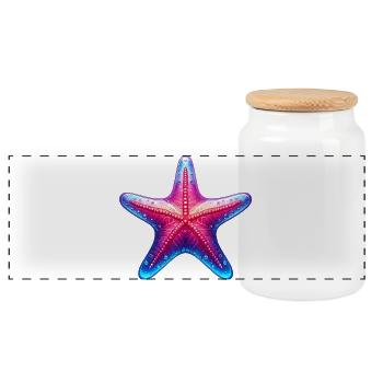 Starfish - Panoramic Cookie Jar with Wooden Lid - white - Front