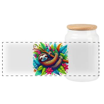 Paresse - Boîte à biscuits avec couvercle en bois - blanc - Devant