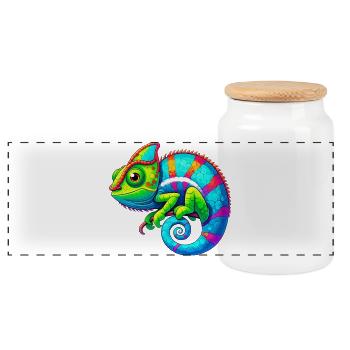 Caméléon - Boîte à biscuits avec couvercle en bois - blanc - Devant