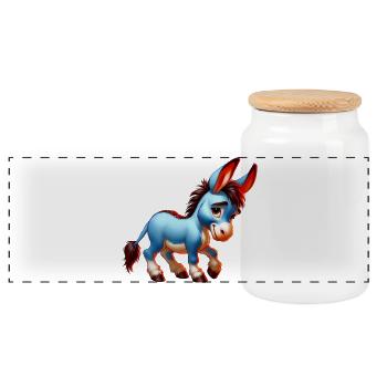 Donkey Mule - Panoramic Cookie Jar with Wooden Lid - white - Front