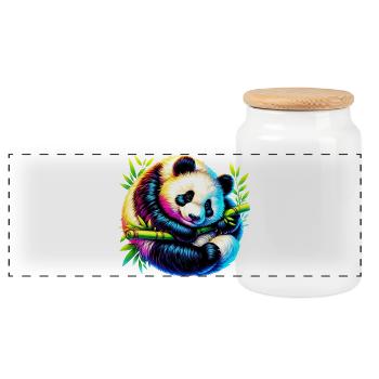Panda - Panorama Keksdose mit Holzdeckel - Weiß - Vorne