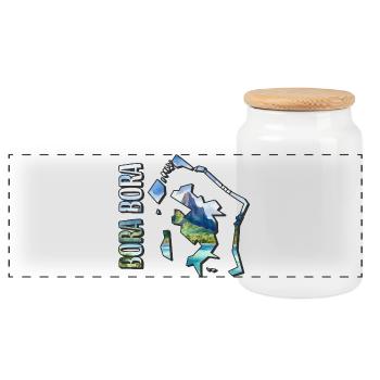 Carte à l’aquarelle Bora Bora - Boîte à biscuits avec couvercle en bois - blanc - Devant