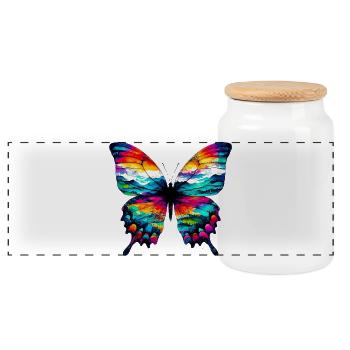 Schmetterling - Panorama Keksdose mit Holzdeckel - Weiß - Vorne