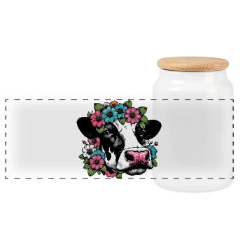 Vache - Boîte à biscuits avec couvercle en bois - blanc - Devant