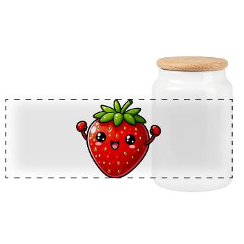 Fraise Fraises - Boîte à biscuits avec couvercle en bois - blanc - Devant