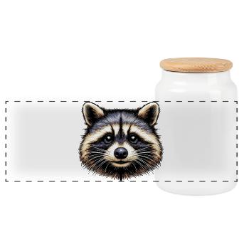 Raton laveur - Boîte à biscuits avec couvercle en bois - blanc - Devant