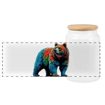 Ours - Boîte à biscuits avec couvercle en bois - blanc - Devant