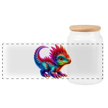 Dinosaure - Boîte à biscuits avec couvercle en bois - blanc - Devant