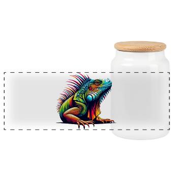 Iguane - Boîte à biscuits avec couvercle en bois - blanc - Devant