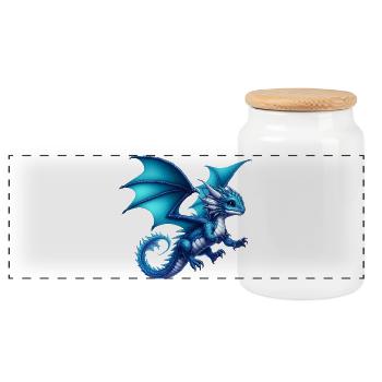 Dragon - Panoramic Cookie Jar with Wooden Lid - white - Front