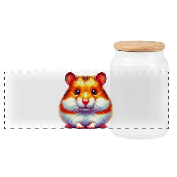 Hamster - Boîte à biscuits avec couvercle en bois - blanc - Devant