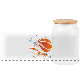 Ballon de basket-ball Street Art - Boîte à biscuits avec couvercle en bois - blanc - Devant