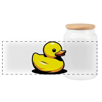 Duckling Duck Duck Duck - Panoramic Cookie Jar with Wooden Lid - white - Front