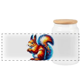 Squirrel - Panoramic Cookie Jar with Wooden Lid - white - Front