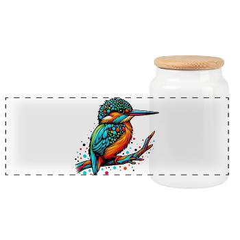 Martin-pêcheur - Boîte à biscuits avec couvercle en bois - blanc - Devant