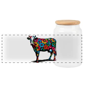 Vache - Boîte à biscuits avec couvercle en bois - blanc - Devant