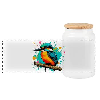 Martin-pêcheur - Boîte à biscuits avec couvercle en bois - blanc - Devant