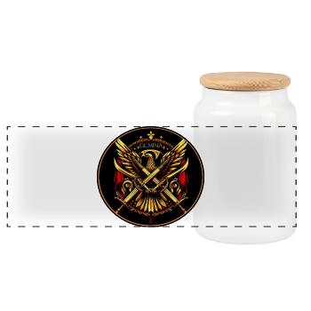 Phönix Doppelschwert Wappen - Legio X Gemina - Panorama Keksdose mit Holzdeckel - Weiß - Vorne
