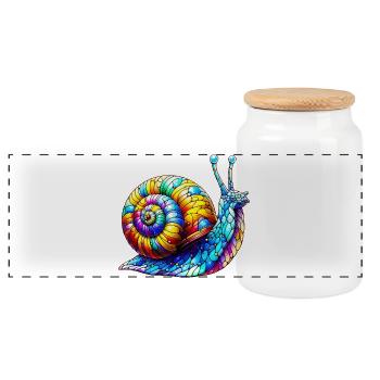 Snail - Panoramic Cookie Jar with Wooden Lid - white - Front