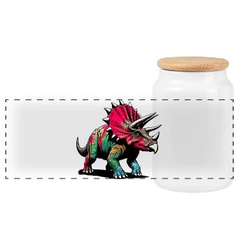 Dinosaure - Boîte à biscuits avec couvercle en bois - blanc - Devant