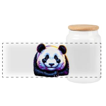 Panda - Panorama Keksdose mit Holzdeckel - Weiß - Vorne