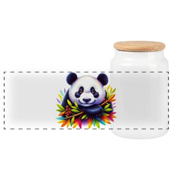Panda - Panorama Keksdose mit Holzdeckel - Weiß - Vorne