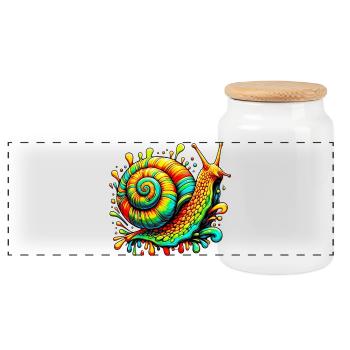 Snail - Panoramic Cookie Jar with Wooden Lid - white - Front