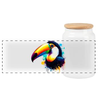 Toucan - Panoramic Cookie Jar with Wooden Lid - white - Front