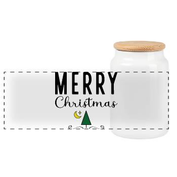 Great shirt for Christmas - Panoramic Cookie Jar with Wooden Lid - white - Front