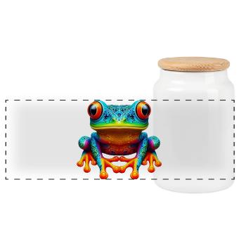 Grenouille - Boîte à biscuits avec couvercle en bois - blanc - Devant