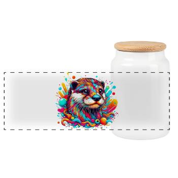 Otter - Panorama Keksdose mit Holzdeckel - Weiß - Vorne