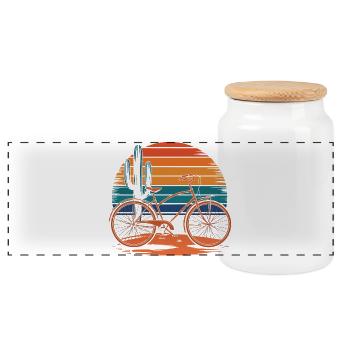 Vélo vintage désert coucher de soleil - Boîte à biscuits avec couvercle en bois - blanc - Devant