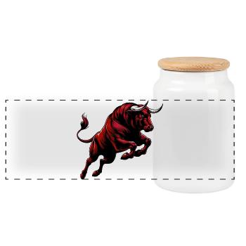 Bull - Panoramic Cookie Jar with Wooden Lid - white - Front
