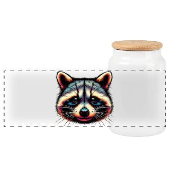 Waschbär - Panorama Keksdose mit Holzdeckel - Weiß - Vorne