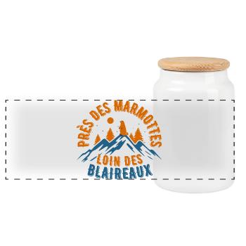 Rester en montagnes avec les marmottes - Boîte à biscuits avec couvercle en bois - blanc - Devant