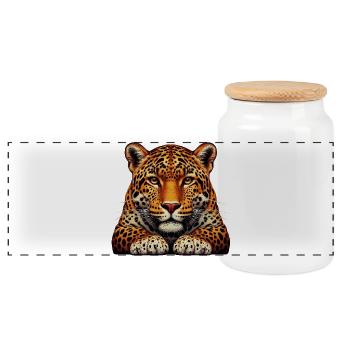 Léopard - Boîte à biscuits avec couvercle en bois - blanc - Devant