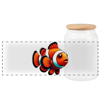 Clownfish - Panoramic Cookie Jar with Wooden Lid - white - Front