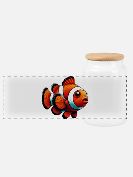 Clownfisch - Panorama Keksdose mit Holzdeckel - Weiß