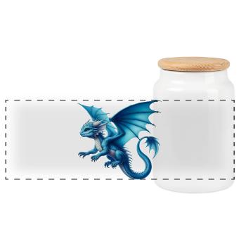 Dragon - Panoramic Cookie Jar with Wooden Lid - white - Front