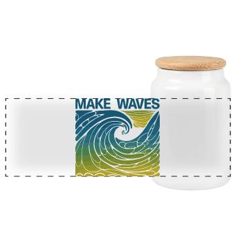 Make Waves - Panoramic Cookie Jar with Wooden Lid - white - Front