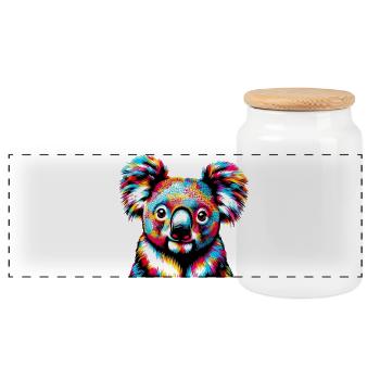 Koala - Panorama Keksdose mit Holzdeckel - Weiß - Vorne