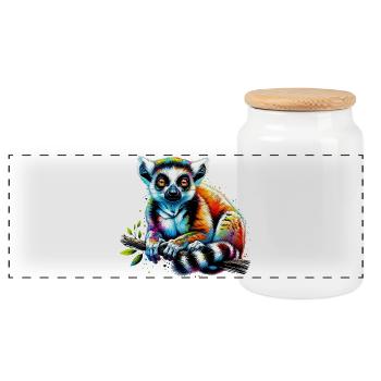 Lémurien - Boîte à biscuits avec couvercle en bois - blanc - Devant