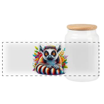 Lémurien - Boîte à biscuits avec couvercle en bois - blanc - Devant
