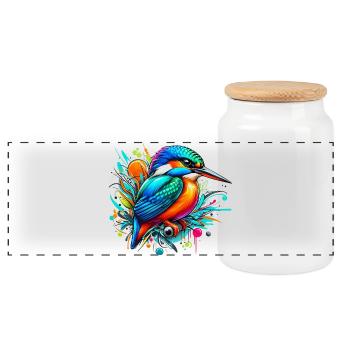 Martin-pêcheur - Boîte à biscuits avec couvercle en bois - blanc - Devant