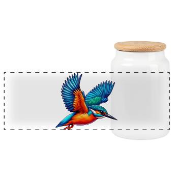 Martin-pêcheur - Boîte à biscuits avec couvercle en bois - blanc - Devant