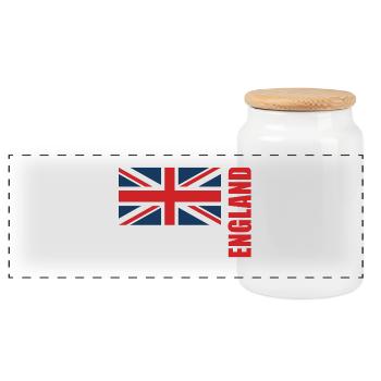 Leicester - Panoramic Cookie Jar with Wooden Lid - white - Front